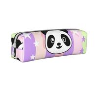 The Five-Pointed Panda - Estuche cilíndrico portátil para lápices con cremallera, bolsa de piel para cosméticos, White, Talla única, Mochila escolar