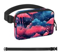 The Flamingo in the Starry Sky-748 - Cangurera cruzada para hombres y mujeres, riñonera para viajes, casual, caminar, correr, senderismo, ciclismo, multicolor, 1.5 x 9.0 x 5.9 pulgadas, multicolor,