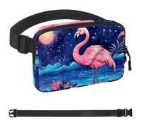 The Flamingo under the Full Moon-705 - Riñonera de estilo unisex: riñoneras de moda, bolsas cruzadas deportivas delgadas a la moda para correr, senderismo, senderismo, mujer, hombre, multicolor, 1.5 x