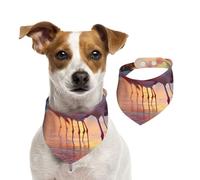 The Flamingo Under The Setting Sun Dog Bandanas suaves y cómodas, ajuste ajustable para niños y niñas, tres tamaños para gatos y perros