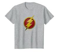 The Flash Movie Flash Symbol Camiseta, Niños, Gris Jaspeado, 8 años