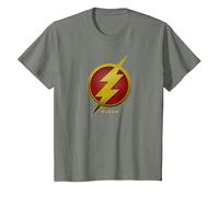 The Flash Movie Flash Symbol Camiseta, Niños, Verde Militar Jaspeado, 12 años