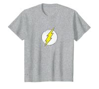 The Flash Rough Flash Logo Camiseta, Niños, Gris Jaspeado, 12 años