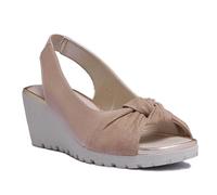 The Flexx Lamu Mujer Espalda Correa Cuero Mate Cuña Sandalia En Oro Talla UK 4 -