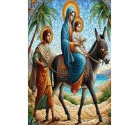 The Flight into Egypt: The Journey of the Holy Family in Mosaic Stained Glass Style Journal: Escaping Herod’s Wrath, Guided by Divine Protection