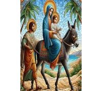 The Flight into Egypt: The Journey of the Holy Family in Mosaic Stained Glass Style Journal: Escaping Herod’s Wrath, Guided by Divine Protection