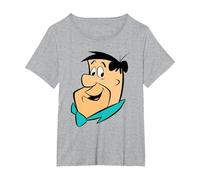 The Flintstones Fred Face Camiseta, Mujer Tallas Grandes, Gris Jaspeado, 2XL Grande