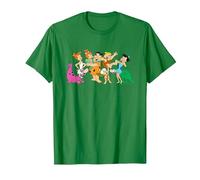 The Flintstones Fred Wilma Barney Group Photo Camiseta, Hombre, Verde Kelly, S