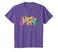 The Flintstones Fred Wilma Barney Group Photo Camiseta, Niños, Morado Jaspeado, 3 años