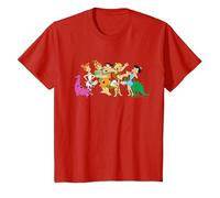 The Flintstones Fred Wilma Barney Group Photo Camiseta, Niños, Rojo, 8 años