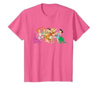 The Flintstones Fred Wilma Barney Group Photo Camiseta, Niños, Rosa Jaspeado, 8 años