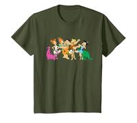 The Flintstones Fred Wilma Barney Group Photo Camiseta, Niños, Verde Oliva, 8 años