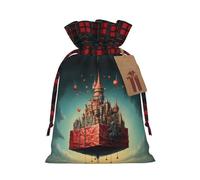 The Floating City Pattern - Bolsas de Navidad con cordón, bolsas de regalo de Navidad, bolsas de dulces de Navidad, bolsas de golosinas, bolsas de recuerdos de fiesta, M