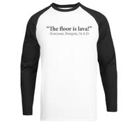 The Floor Is Lava -Everyone, Pompeii Camiseta Blanca Unisex De Béisbol con Mangas Negras White Unisex Baseball tee Black Sleeve T-Shirt