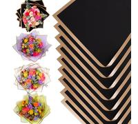 the florist Supply Borderline - Hoja de papel de regalo, diseño de flores, color negro y dorado