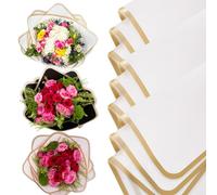 the florist Supply Rocio - Hoja de papel de regalo, diseño de flores, color blanco y dorado