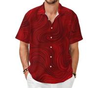The Flow of Red Lines - Camisa de manga corta con botones para el verano, Negro, 7X-Large-8X-Large