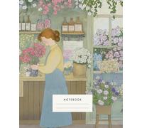 The Flower Crafter's Notebook: captures the charm of a quaint flower shop, surrounded by blooming arrangements and calming tones.