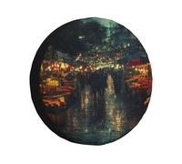 The Flower Market On A Rainy Night - Cubierta para neumáticos de repuesto, impermeable, a prueba de polvo, ajuste universal para remolque, caravana, SUV, camión, cámper, 15 pulgadas