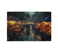 The Flower Market On A Rainy Night - Rompecabezas de 1000 piezas para adultos, rompecabezas de madera para adultos, regalos para decoración del hogar