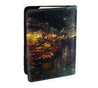 The Flower Market On A Rainy Night - Soporte para pasaporte impreso de piel sintética, organizador de viaje para hombres y mujeres, 6.5 pulgadas