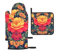 The Flowers Are Red And Symmetric Heat Resistant Colorful Kitchen Gloves Hot Pads, Cute Baker Stuff, Kitchen Gifts for Cooking Lover Cooks Mom