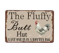 The Fluffy Butt Hut Last One In A Botten Egg - Letrero vintage para decoración de pared en casa, oficina, cocina, bar, cafetería, jardín, 30,5 x 20,3 cm