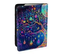 The Fluorescent Tree of Life - Funda para pasaporte con diseño de árbol de la vida, funda organizadora de viaje para pasaporte, para hombres y mujeres, 6.5 pulgadas, Black, Talla única