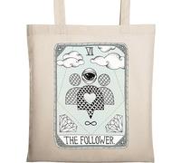 The Follower Funny Tarot Card Parody Social Media Graphic Natural Ecológico Algodón Tote Bag Beige, beige, Talla única