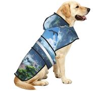 The Forgotten Kingdom - Chubasquero impermeable para perros pequeños, medianos y grandes, con rayas reflectantes y correa ajustable para el vientre