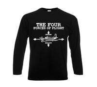 The Four Forces of Flight for Pilots - Camiseta de manga larga para hombre, De Manga Larga Negro, XL
