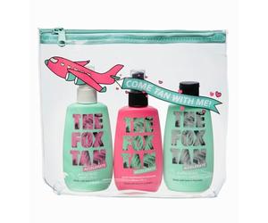 The Fox Tan - The Jet Setter - Set de 3 aceleradores de bronceado sin autobronceador para cuerpo y cara, set de bronceado con: Loción Rapid Elixir, Spray Rapid Mist, Spray Rapid Watermelon Shimmer