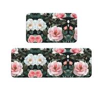 The Fragrance of Flowers - Juego de 2 alfombrillas antideslizantes para cocina, lavandería, entrada