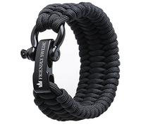 The Friendly Swede Pulsera de Supervivencia Trilobite en Paracord - Tamaño Ajustable - 3 Tamaños Disponibles - GARANTÍA DE por Vida (Negro, Small)