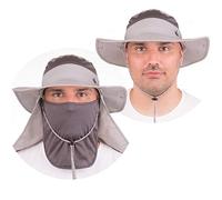 The Friendly Swede Sombrero de Pescador para Actividades al Aire Libre con Inserciones de Red y Logo Bordado (Pack de 2) (Gris con Solapa en el Cuello)