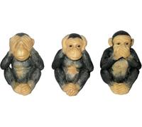 The Friendly Trading Co Tres monos sabios pintados a mano Figuras de 8 cm See no Hear no Speak no Evil Innocent Monkeys