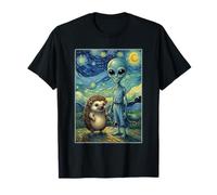 The Friends Van Gogh Style Alien and Happy Hedgehog Sonriendo Camiseta
