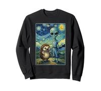 The Friends Van Gogh Style Alien and Happy Hedgehog Sonriendo Sudadera