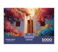The Front Door of The House 1000 Pcs Cartón Rompecabezas Colorful Flower Doorway Liberador De Estrés Juego Familiar Puzzle Juego De Desafío Difícil 70x50cm/1000pcs