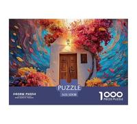 The Front Door of The House 1000 Pcs Papel Ecológico Rompecabezas Colorful Flower Doorway Imposible, Difícil Juego Familiar Puzzle para Niños Pequeños 52x38cm/1000pcs