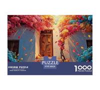 The Front Door of The House 1000 Piezas Cartón Fuerte Rompecabezas Colorful Flower Doorway Liberador De Estrés Juego Creativo Puzzle Juego De Desafío Difícil 38x26cm/1000pcs
