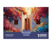 The Front Door of The House 1000 Piezas Cartón Fuerte Rompecabezas Colorful Flower Doorway Liberador De Estrés Juego Creativo Puzzle Juego De Desafío Difícil 52x38cm/1000pcs
