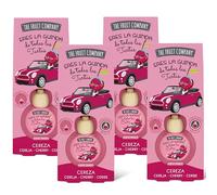 The Fruit Company - Ambientador de coche con Absorbe olores, aroma frutal CEREZA, Pack de 4 unidades