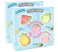 The Fruit Company Bombas de Baño - Pack 2 Unidades con Aromas Sandía, Manzana, Cereza, Fresa y Piña - Con Aceite de Coco, Manteca de Cacao y Karité - Hidratación + Aroma + Efecto Burbujas