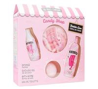 The Fruit Company Candy Shop Chicle de Fresa | Set de Baño con Colonia, Gel de Ducha, Bomba de Baño y Esponja | Aroma Dulce y Divertido | Ideal para Mujer y Niña | 4 Productos 125 ml + 40 ml