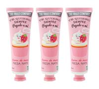 The Fruit Company Crema de Manos Fresa Nata Pack de 3ud con Aloe Vera y Camomila 50ml