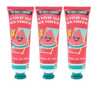 The Fruit Company Crema de Manos Sandía Pack 3 x 50 ml - Hidratación Exprés sin Sensación Grasa, Aloe Vera y Karité, Aroma Dulce Veraniego