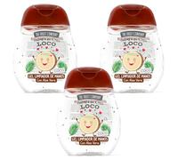 The Fruit Company Gel Limpiador De Manos COCO Pack 3 uds de 45ml 70% Alcohol con Aloe Vera Formato Bolsillo