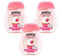 The Fruit Company Gel Limpiador De Manos FRESA NATA Pack 3 uds de 45ml 70% Alcohol con Aloe Vera Formato Bolsillo