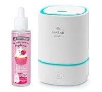 The Fruit Company Humidificador 2.0 + Esencia 50 ml. a Elegir - Difusor Ultrasónico con Luz LED - Depósito 150 ml USB - Aromaterapia y Bienestar en el Hogar (Silencioso +8h) (FRESA Y NATA)